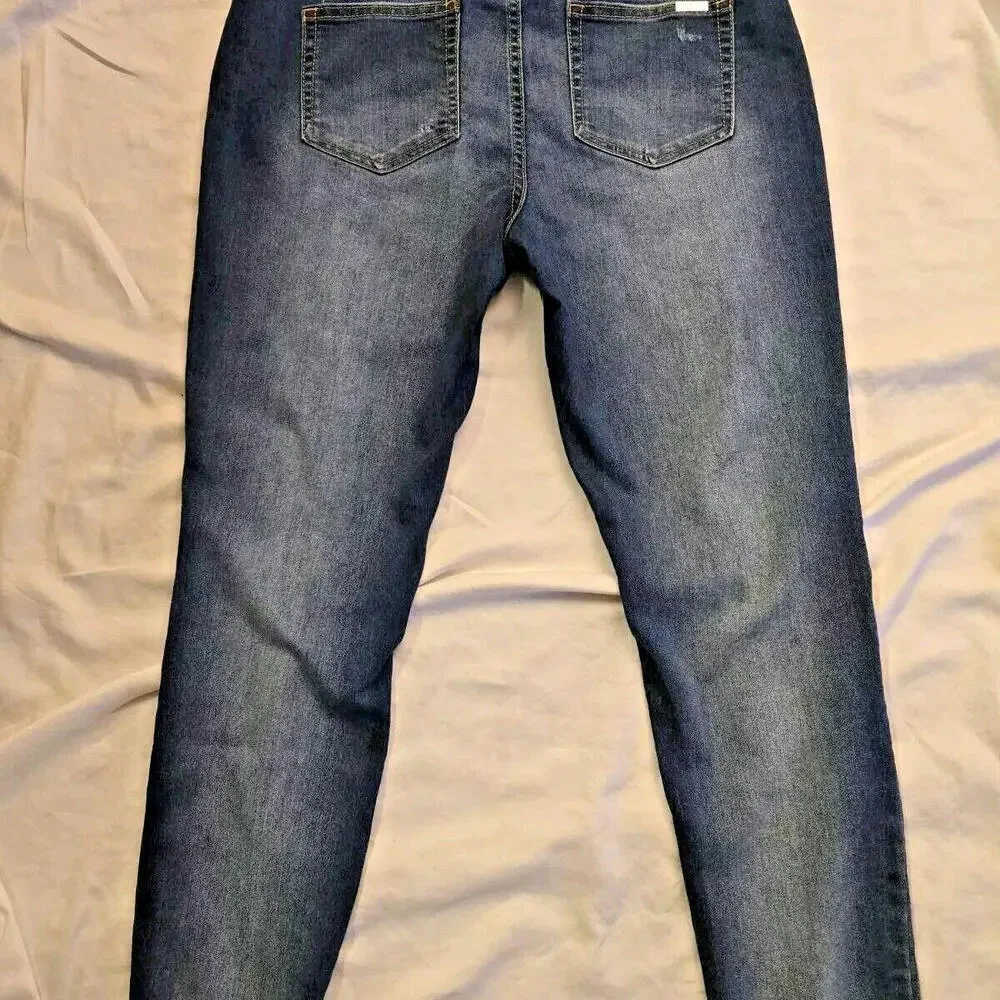 Jennifer Lopez Jeans Women 10 Blue‎ Denim Straight Crop Stretch Distress 98-3 - Picture 4 of 7